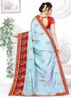 Satin Silk Light Blue and Red Contemporary Style Saree - 2