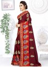 Maroon and Red Embroidered Work Designer Traditional Saree - 1