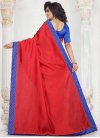 Art Silk Blue and Red Lace Work Classic Saree - 2