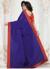 Navy Blue and Red Art Silk Designer Traditional Saree For Casual - 2