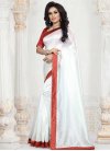 Lace Work Red and White Classic Saree - 1