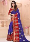 Blue and Red Booti Work Classic Saree - 1