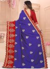 Blue and Red Booti Work Classic Saree - 2