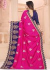 Navy Blue and Rose Pink Booti Work Trendy Classic Saree - 2