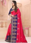 Navy Blue and Rose Pink Booti Work Designer Contemporary Style Saree - 2