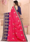 Navy Blue and Rose Pink Booti Work Designer Contemporary Style Saree - 1