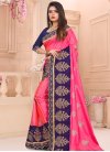 Art Silk Hot Pink and Navy Blue Traditional Designer Saree For Ceremonial - 2