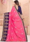 Art Silk Hot Pink and Navy Blue Traditional Designer Saree For Ceremonial - 1