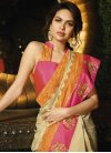 Embroidered Work Cream and Rose Pink Traditional Saree - 1