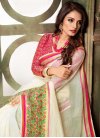 Off White and Rose Pink Thread Work Trendy Classic Saree - 1