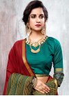 Cotton Silk Red and Teal Contemporary Style Saree - 1