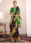 Black and Green Cotton Silk Traditional Designer Saree - 1