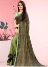 Mint Green and Olive Half N Half Trendy Saree For Casual - 1