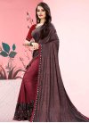 Red and Salmon Lycra Half N Half Trendy Saree For Casual - 2