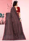Red and Salmon Lycra Half N Half Trendy Saree For Casual - 1
