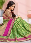 Thread Work Mint Green and Rose Pink Trendy Classic Saree - 1