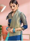 Thread Work Banarasi Silk Blue and Light Blue Designer Contemporary Saree - 1