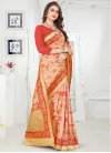 Banarasi Silk Cream and Red Lace Work Classic Saree - 1