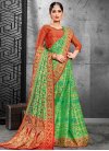 Mint Green and Red Traditional Saree For Ceremonial - 1