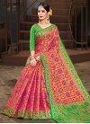 Patola Silk Mint Green and Rose Pink Thread Work Traditional Designer Saree - 1