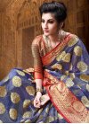 Blue and Red Designer Contemporary Style Saree - 1