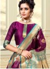 Thread Work Purple and Teal Traditional Saree - 1