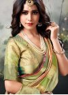 Olive and Peach Thread Work Trendy Classic Saree - 1