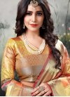 Peach and Yellow Designer Contemporary Style Saree For Ceremonial - 1