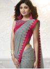 Grey and Rose Pink Shilpa Shetty Faux Georgette Trendy Saree - 1