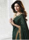 Shilpa Shetty Bottle Green and Cream Art Silk Trendy Classic Saree - 1