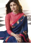 Shilpa Shetty Hot Pink and Navy Blue Traditional Designer Saree For Ceremonial - 1
