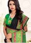 Black and Green Cotton Silk Designer Contemporary Style Saree - 1