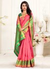 Thread Work Green and Hot Pink Designer Contemporary Saree - 1