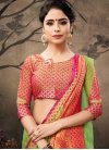 Banarasi Silk Olive and Rose Pink Designer Contemporary Saree - 1
