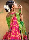 Patola Silk Mint Green and Rose Pink Traditional Designer Saree For Ceremonial - 1
