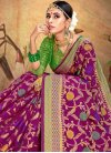 Green and Purple Contemporary Style Saree For Ceremonial - 1