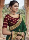 Green and Maroon Designer Contemporary Style Saree - 1