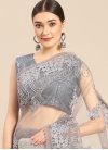 Net Embroidered Work Contemporary Style Saree - 2