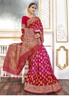 Woven Work Viscose Red and Rose Pink Designer Contemporary Saree - 1