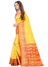 Red and Yellow Designer Contemporary Style Saree - 1