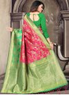 Thread Work Mint Green and Rose Pink Classic Saree - 2