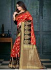 Art Silk Black and Red Trendy Classic Saree - 1