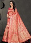 Rose Pink and Salmon Art Silk Contemporary Style Saree For Ceremonial - 1