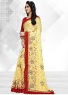 Cream and Red Embroidered Work Brasso Georgette Classic Saree - 1