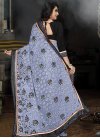 Brasso Georgette Black and Light Blue Trendy Saree For Ceremonial - 2