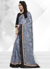 Black and Grey Embroidered Work Designer Traditional Saree - 1