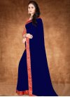 Navy Blue and Red Lace Work Traditional Designer Saree - 2