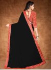 Black and Red Lace Work Designer Traditional Saree - 2
