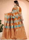 Banarasi Silk Grey and Orange Trendy Classic Saree For Ceremonial - 2