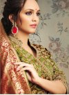 Maroon and Olive Jacquard Silk Traditional Designer Saree - 1